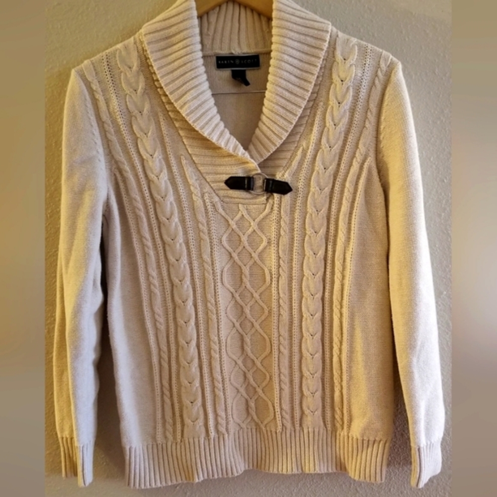 Karen Scott womens cream pullover sweater size medium